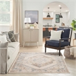 Nourison Astra Machine Washable Center medallion Ivory Blue  Area Rug (5' x 7')