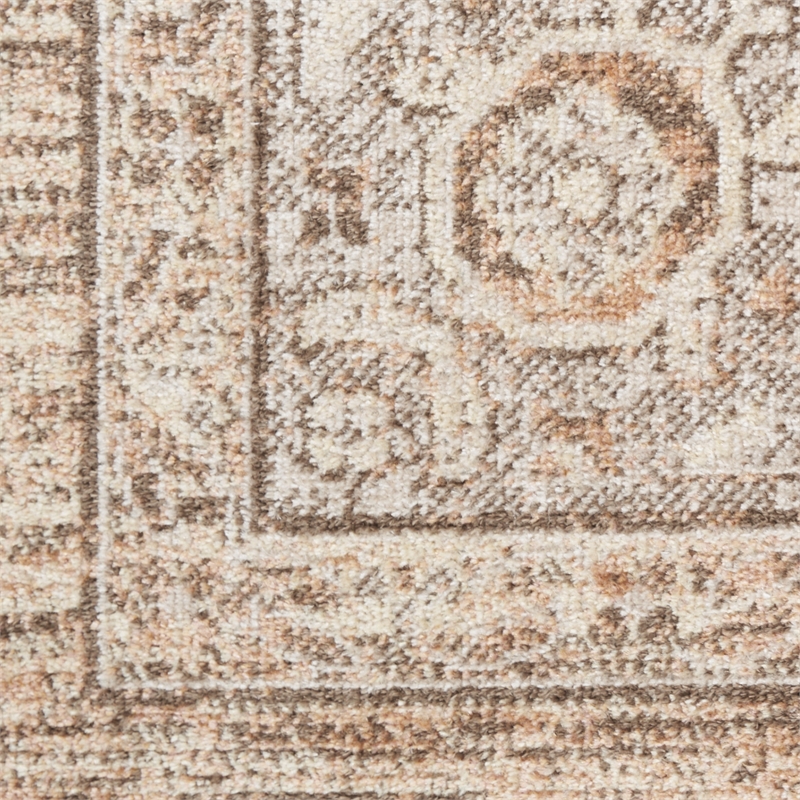 Nourison Astra Machine Washable Center medallion Beige  Area Rug (8' Round)