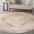 Nourison Astra Machine Washable Center medallion Beige  Area Rug (8' Round)