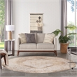 Nourison Astra Machine Washable Center medallion Beige  Area Rug (8' Round)