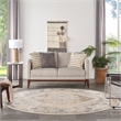 Nourison Astra Machine Washable Center medallion Ivory Blue  Area Rug (8' Round)