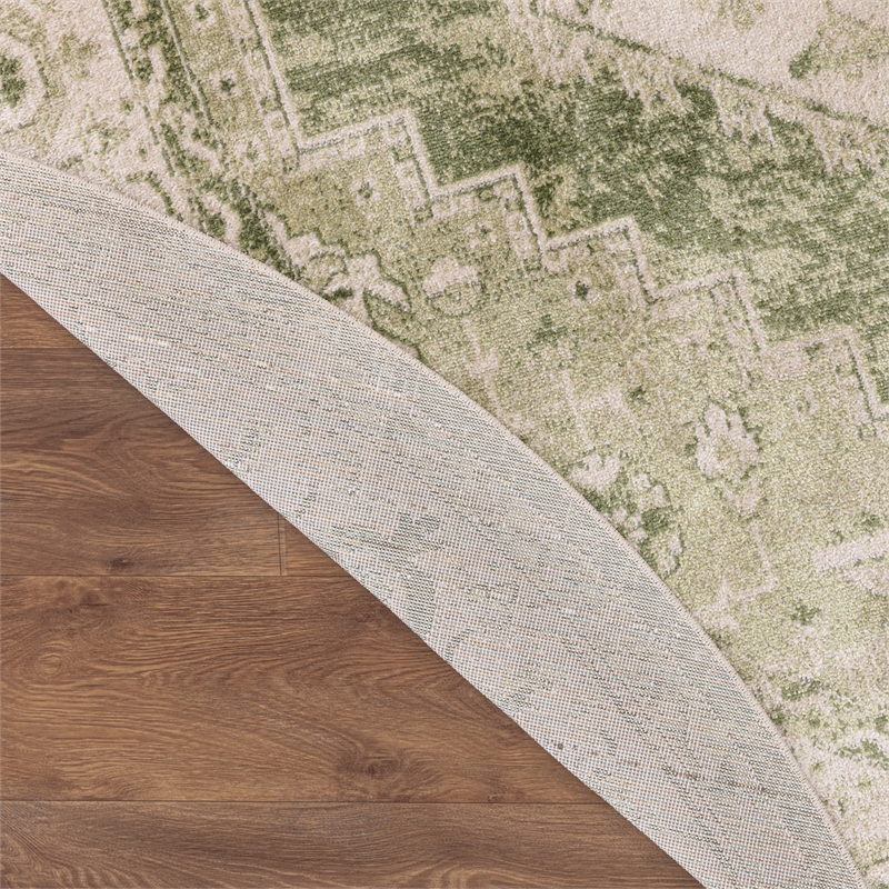 Nourison Astra Machine Washable Center medallion Ivory Green Rug (8' Round)