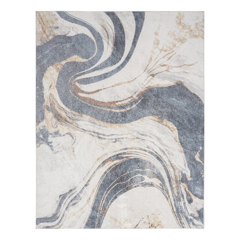 Nourison Astra Machine Washable 7' x 9' Ivory Blue Area Rug