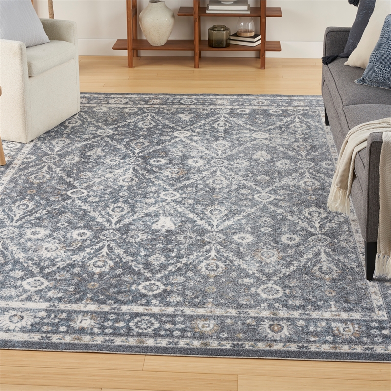 Nourison Astra Machine Washable 7' x 9' Dark Blue Area Rug