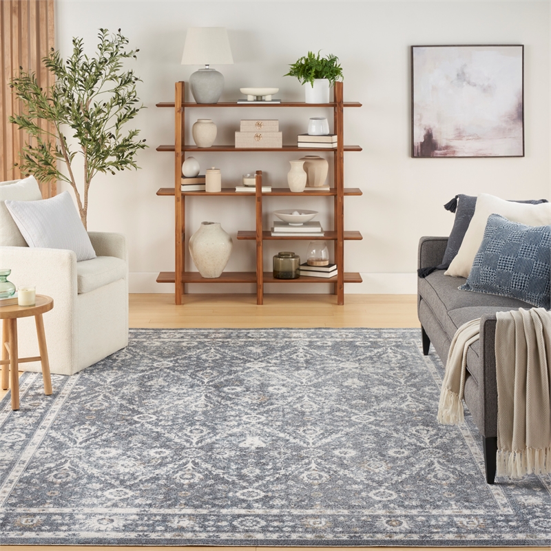 Nourison Astra Machine Washable 7' x 9' Dark Blue Area Rug