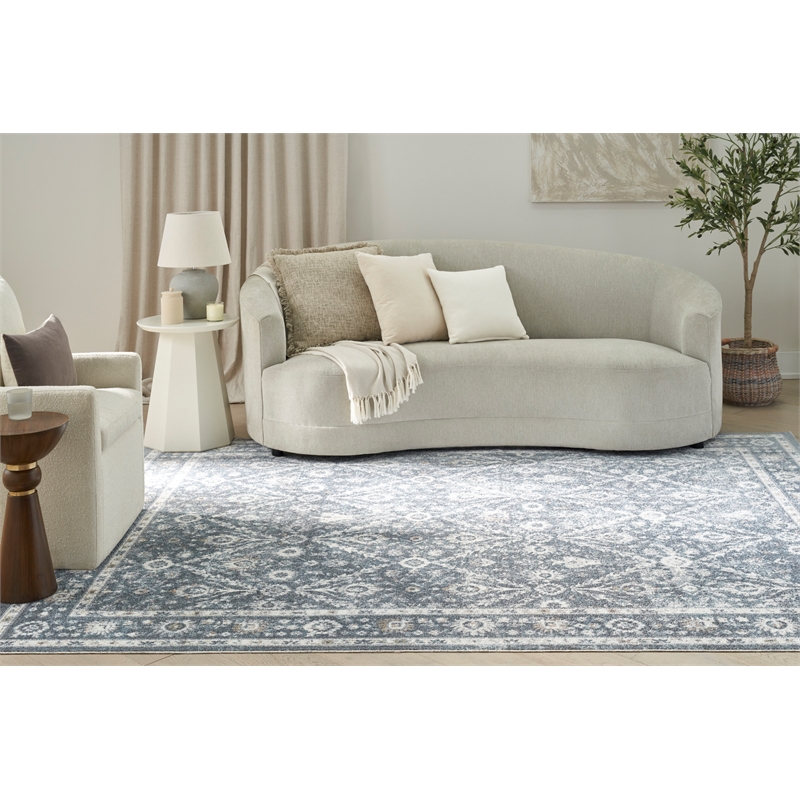Nourison Astra Machine Washable 7' x 9' Dark Blue Area Rug