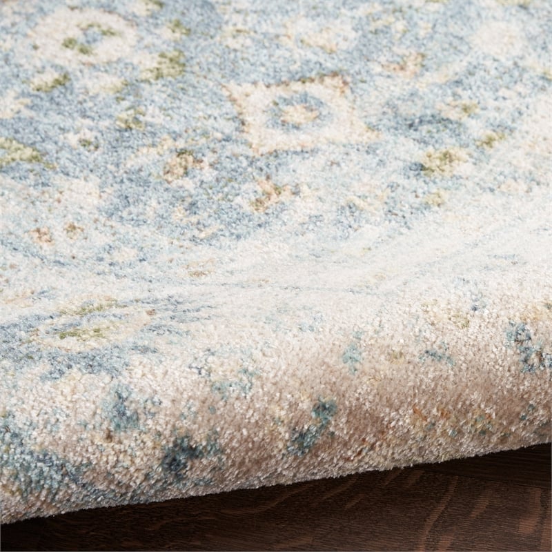 Nourison Astra Machine Washable 8' x 10' Teal Beige Area Rug