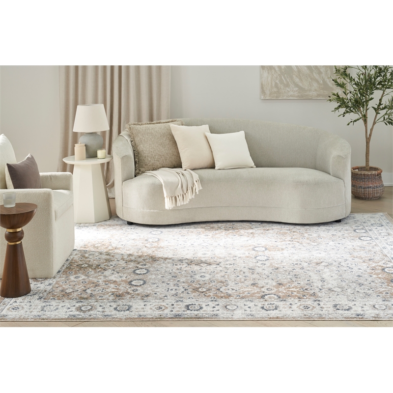 Nourison Astra Machine Washable 7' x 9' Silver Taupe Area Rug