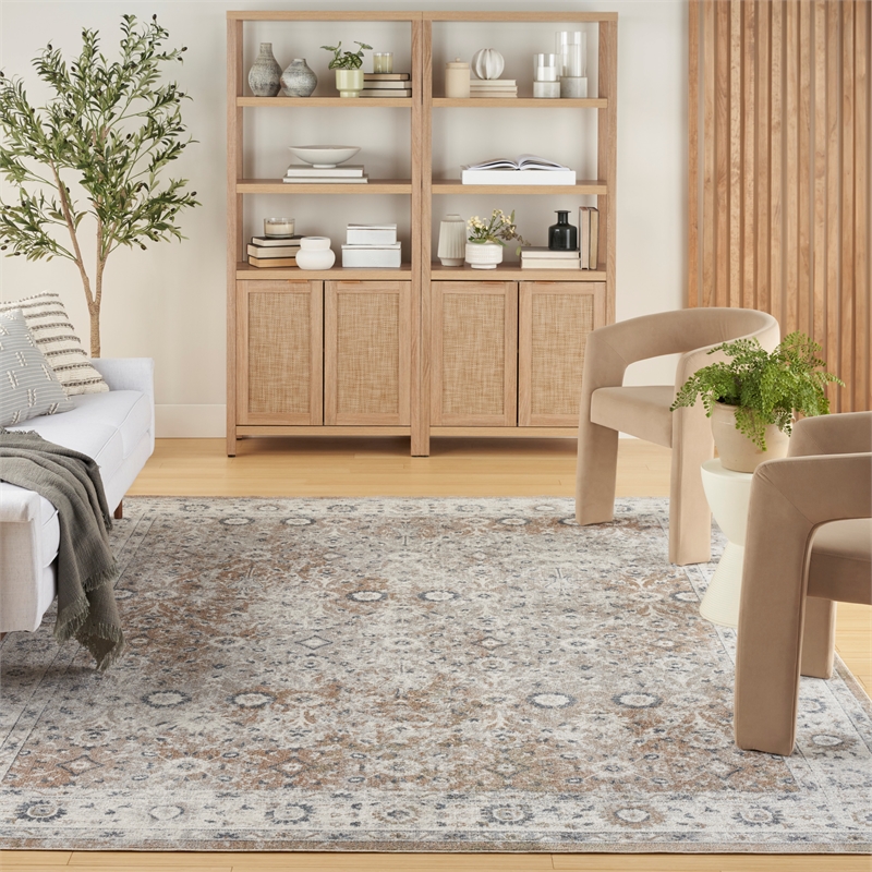 Nourison Astra Machine Washable 8' x 10' Silver Taupe Area Rug