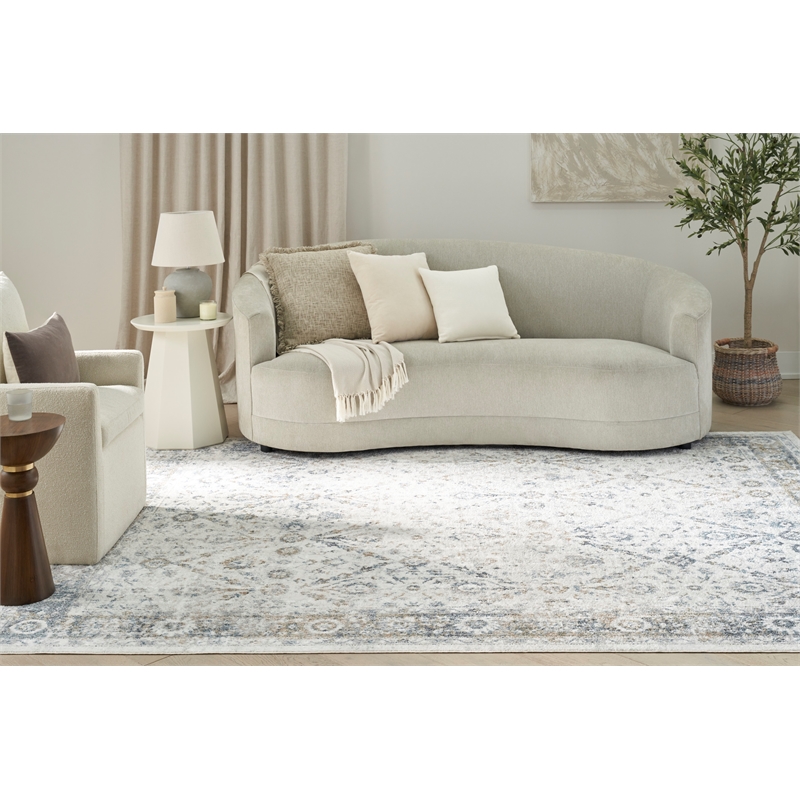 Nourison Astra Machine Washable 8' x 10' Ivory Blue Area Rug