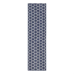 Nourison Reversible Ind/Outd 8' Runner Navy Area Rug