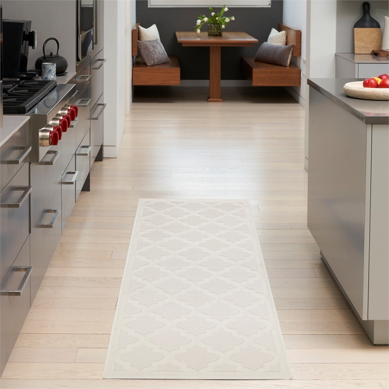Nourison Easy Care 6' Runner Ivory White Area Rug