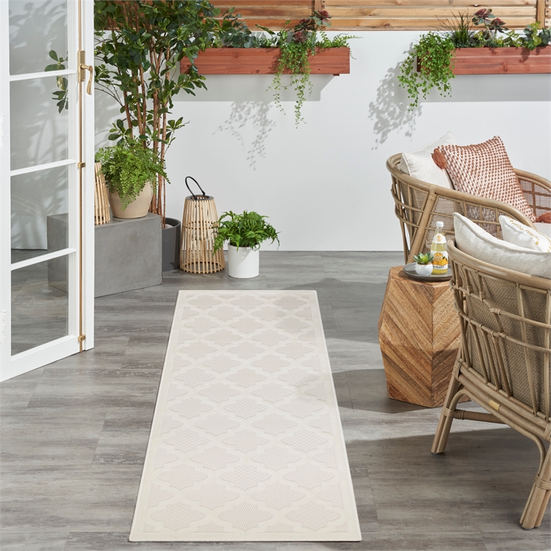 Nourison Easy Care 6' Runner Ivory White Area Rug