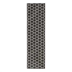 Nourison Reversible Ind/Outd 6' Runner Black Area Rug