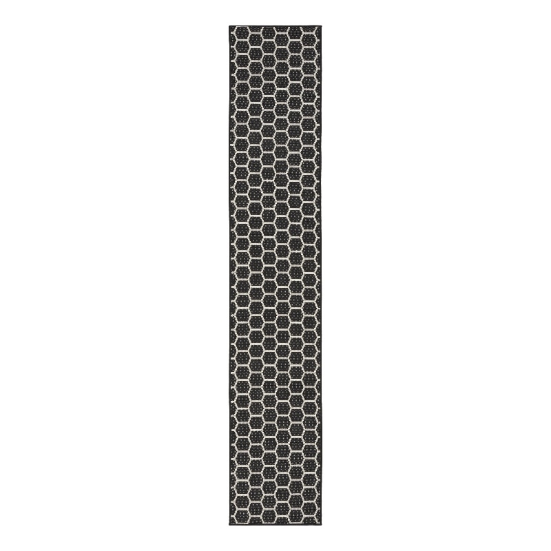 Nourison Reversible Ind/Outd 12' Runner Black Area Rug