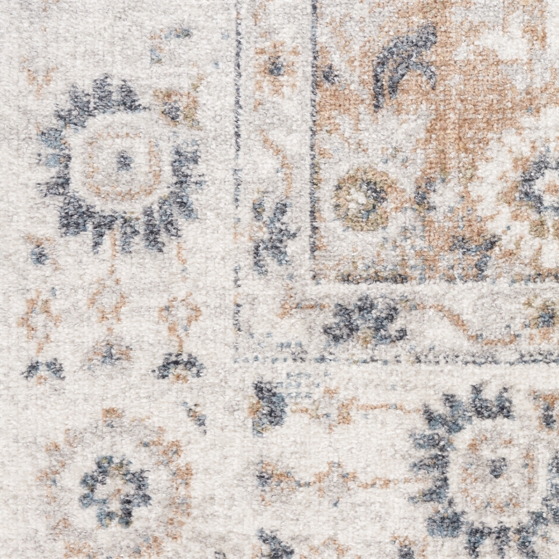 Nourison Home Astra Machine Washable 8' Runner Silver Taupe   Area Rug