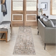 Nourison Home Astra Machine Washable 8' Runner Silver Taupe   Area Rug