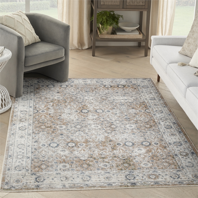 Nourison Home Astra Machine Washable 5' x 7' Silver Taupe   Area Rug