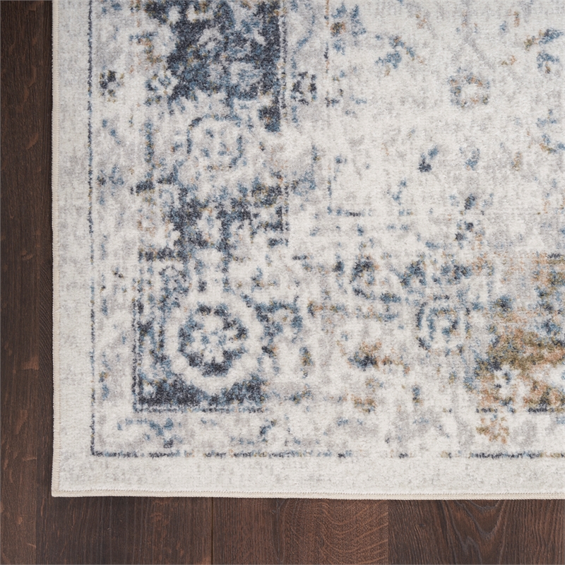 Nourison Home Astra Machine Washable 4' x 6' Ivory Blue   Area Rug