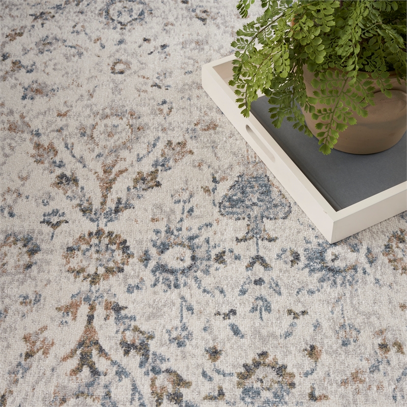 Nourison Home Astra Machine Washable 4' x 6' Ivory Blue   Area Rug