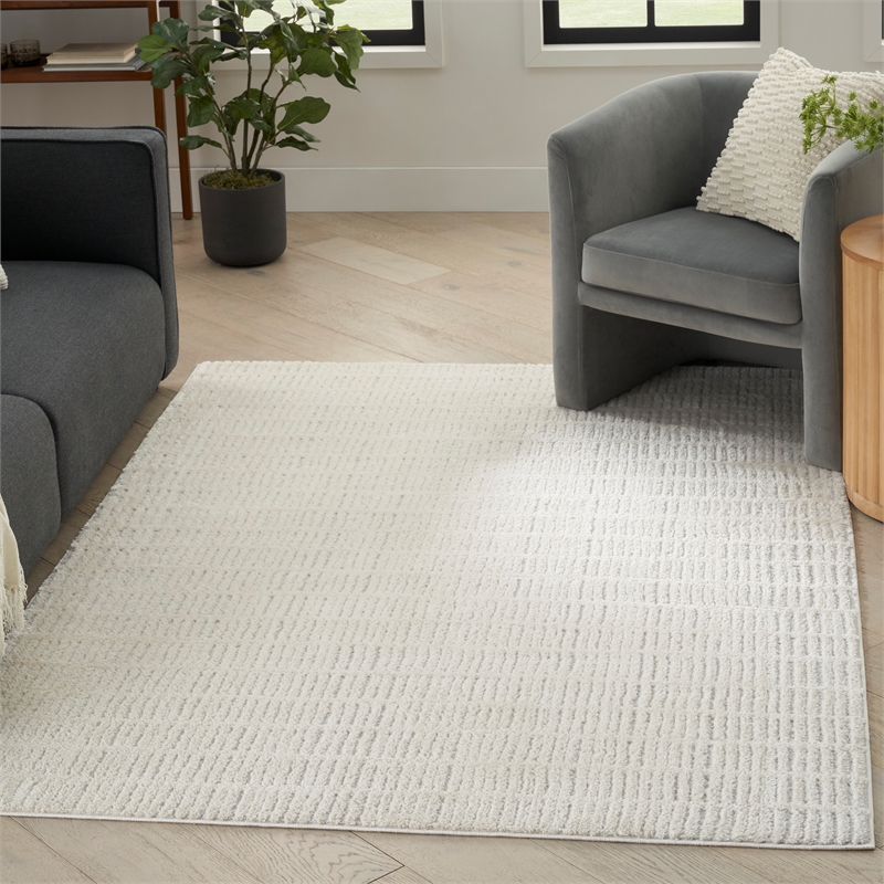 Nourison Home Cozy Modern 7' x 9' Ivory Grey   Area Rug
