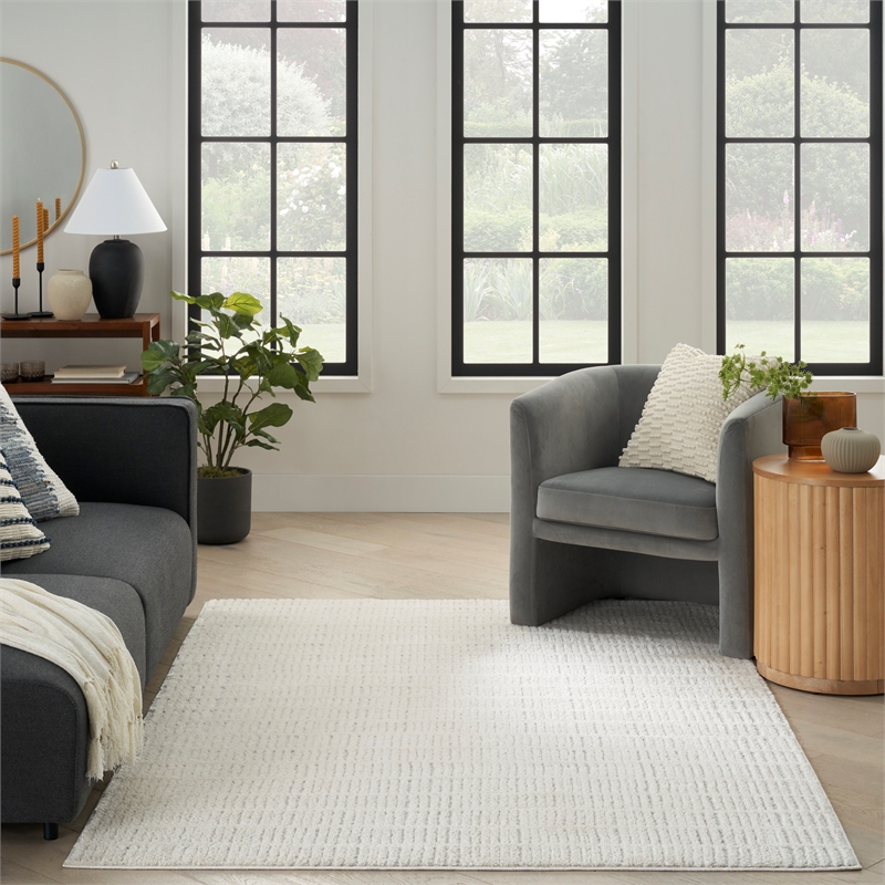Nourison Home Cozy Modern 7' x 9' Ivory Grey   Area Rug
