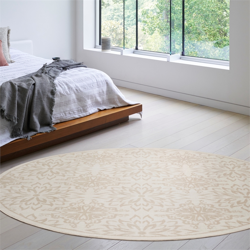 Nourison Home Jubilant 8' x Round Ivory Beige   Area Rug