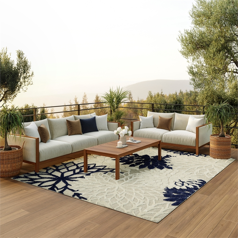 Nourison Home Aloha 9' x 12' Ivory Navy   Area Rug