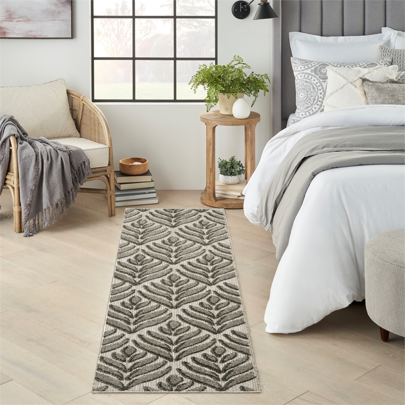 Nourison Home Aloha 6' Runner Charcoal   Area Rug