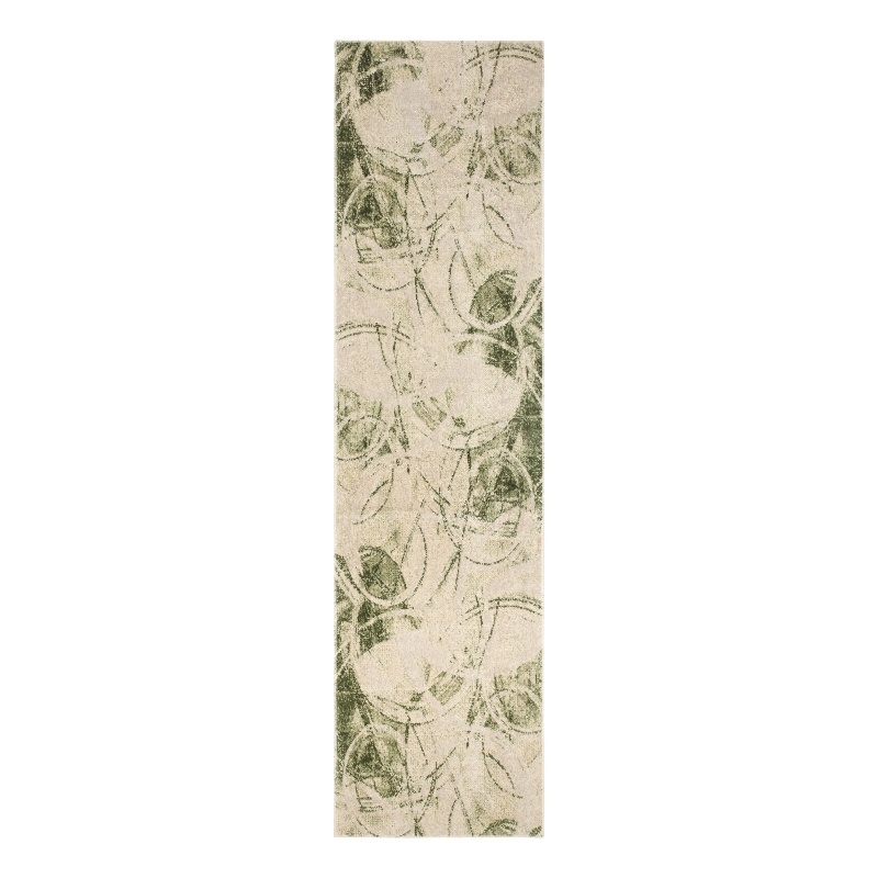 Nourison Home Astra Machine Washable 6' Runner Beige Green   Area Rug
