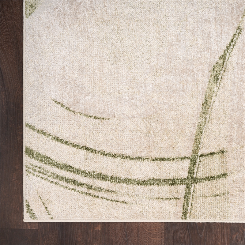 Nourison Home Astra Machine Washable 4' x 6' Beige Green   Area Rug