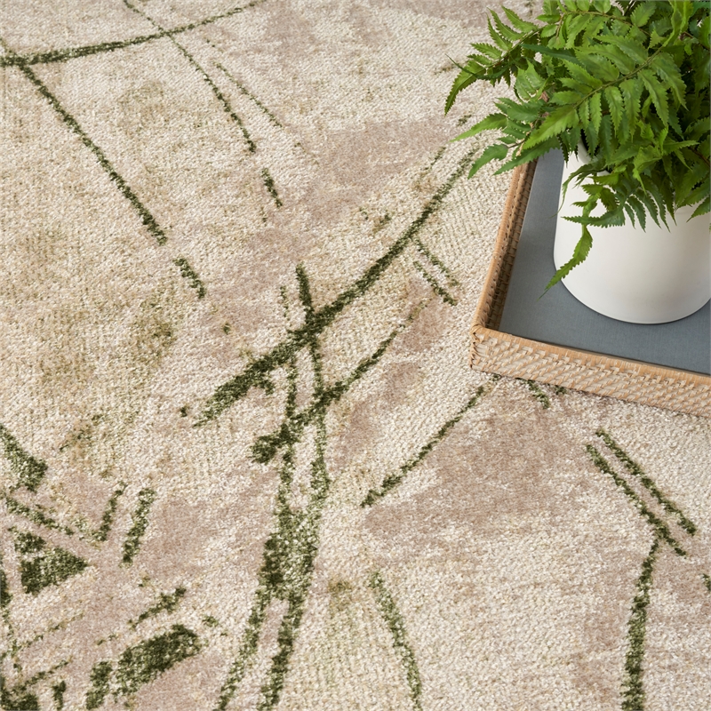 Nourison Home Astra Machine Washable 4' x 6' Beige Green   Area Rug