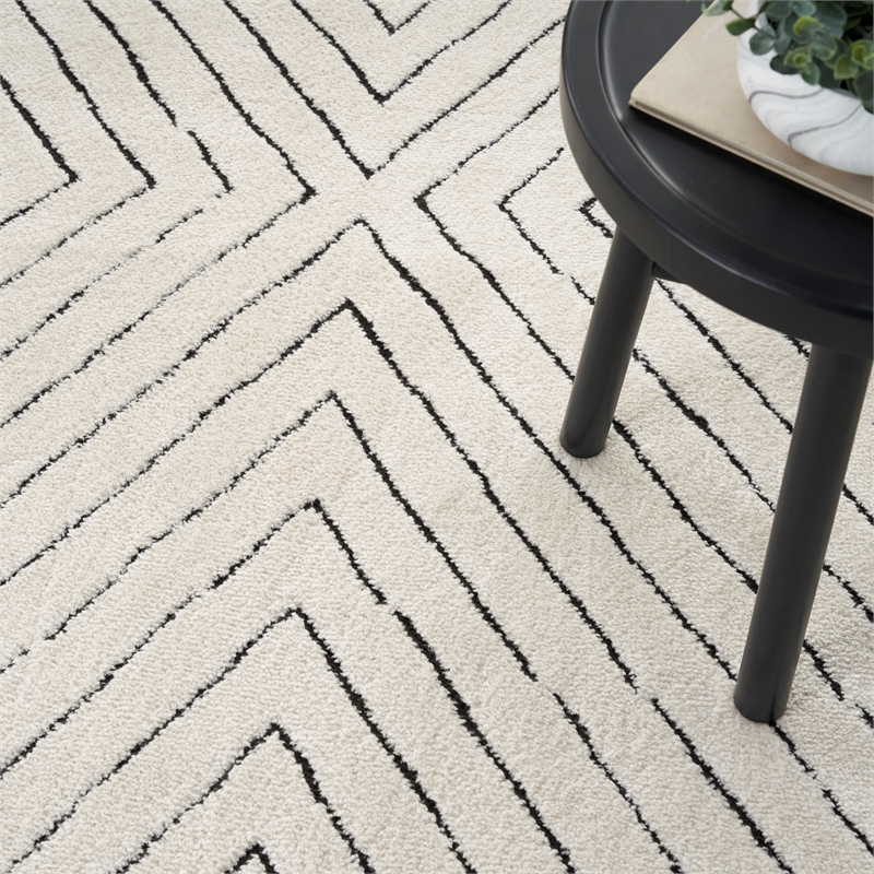 Nourison Home Cozy Modern 7' x 9' Ivory Black   Area Rug