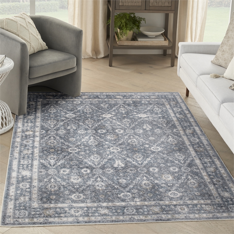 Nourison Home Astra Machine Washable 4' x 6' Dark Blue   Area Rug
