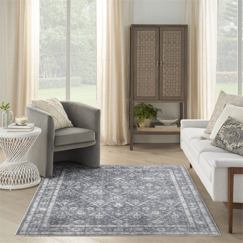 Nourison Home Astra Machine Washable 4' x 6' Dark Blue   Area Rug