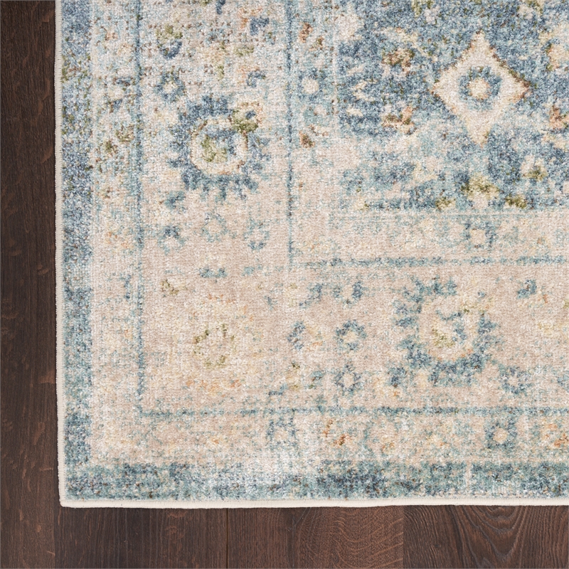 Nourison Home Astra Machine Washable 4' x 6' Teal Beige   Area Rug