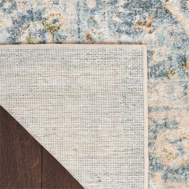 Nourison Home Astra Machine Washable 4' x 6' Teal Beige   Area Rug