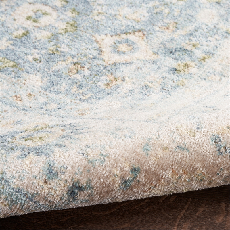 Nourison Home Astra Machine Washable 4' x 6' Teal Beige   Area Rug