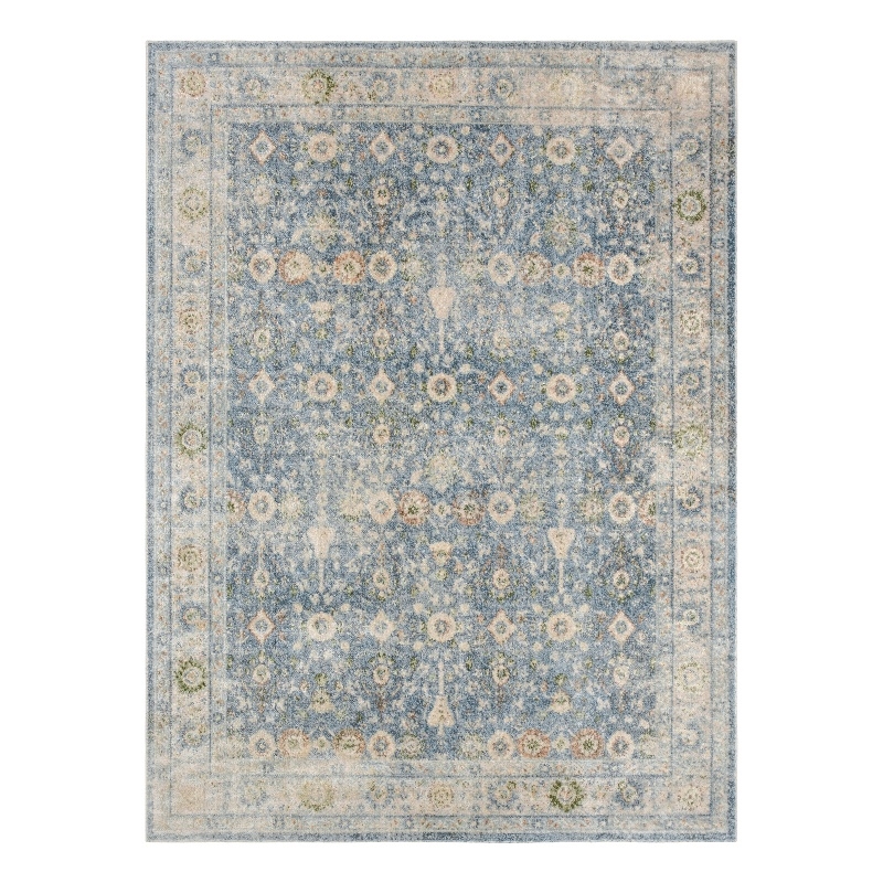 Nourison Home Astra Machine Washable 4' x 6' Teal Beige   Area Rug
