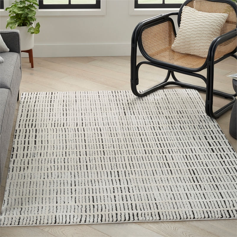 Nourison Home Cozy Modern 9' x 12' Ivory Black   Area Rug