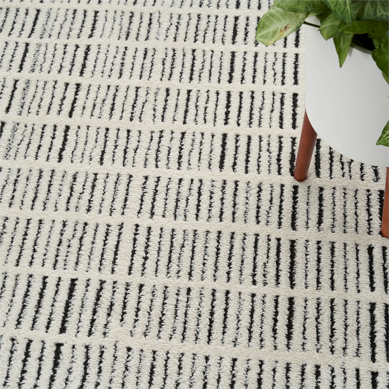 Nourison Home Cozy Modern 9' x 12' Ivory Black   Area Rug