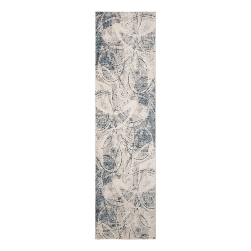 Nourison Home Astra Machine Washable 8' Runner Silver Blue   Area Rug