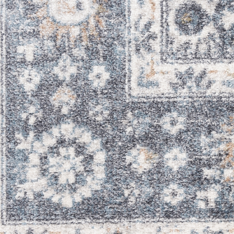 Nourison Home Astra Machine Washable 6' Runner Dark Blue   Area Rug