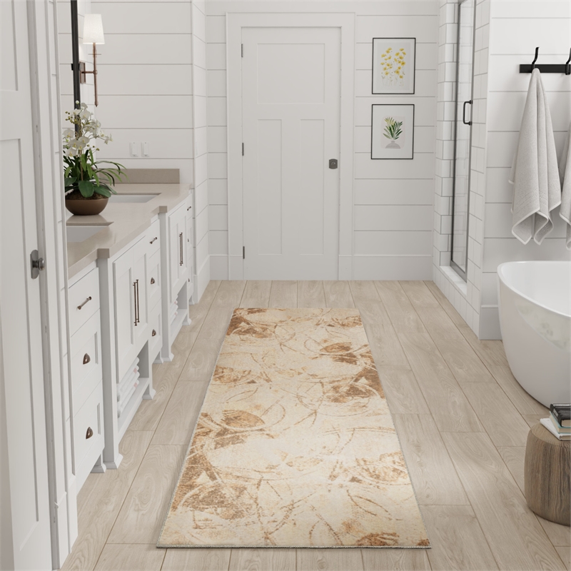 Nourison Home Astra Machine Washable 6' Runner Beige   Area Rug