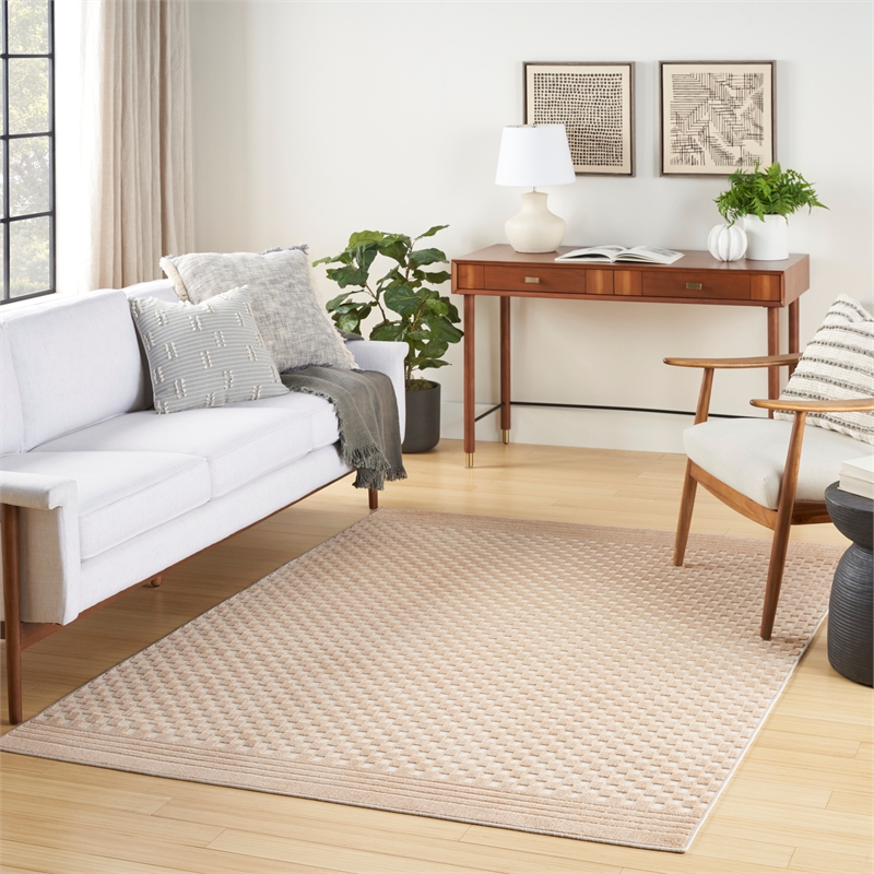 nourison home casual 4' x 6' taupe   area rug