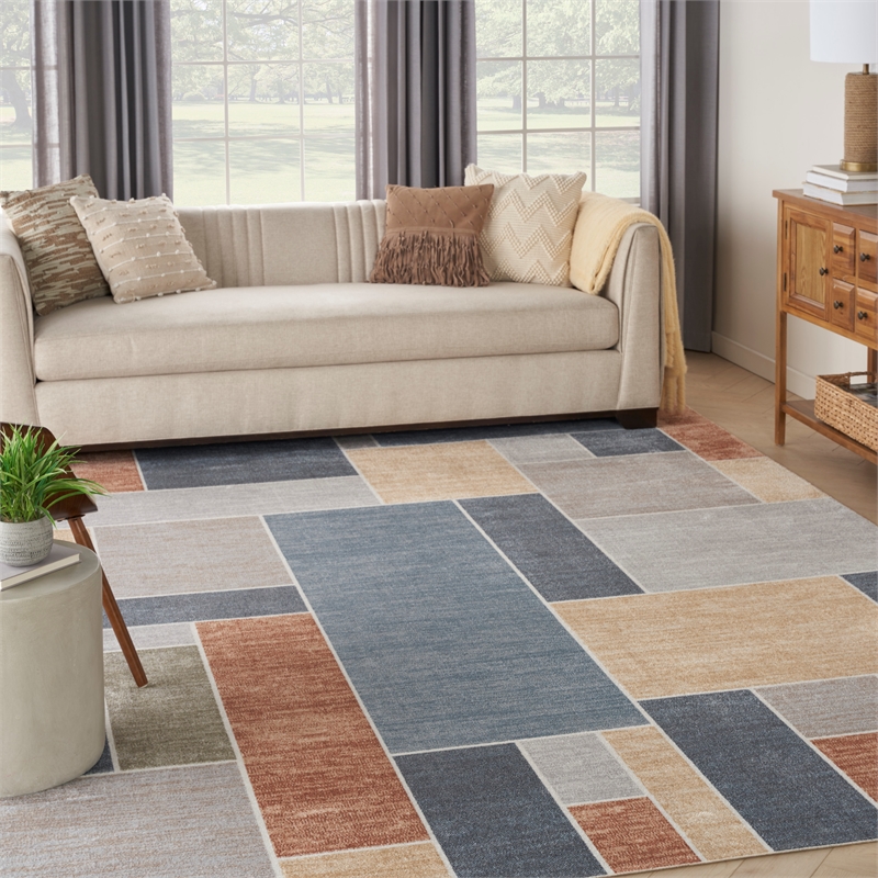Nourison Astra Machine Washable 10' x 14' Multi-Color Fabric Area Rug
