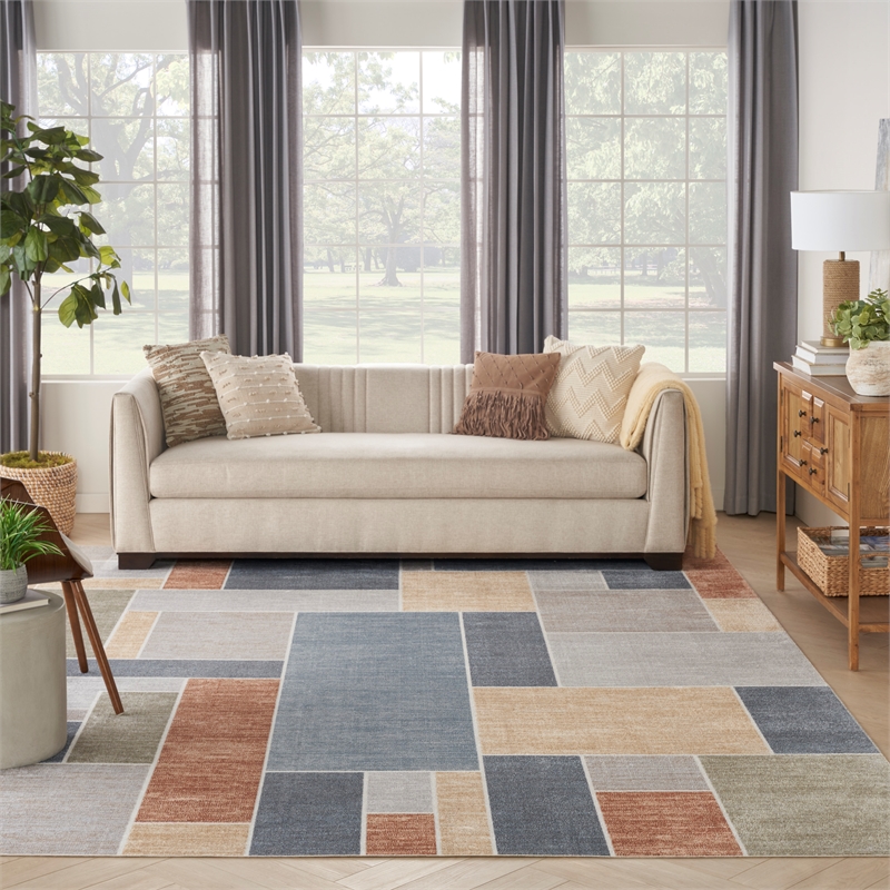 Nourison Astra Machine Washable 10' x 14' Multi-Color Fabric Area Rug