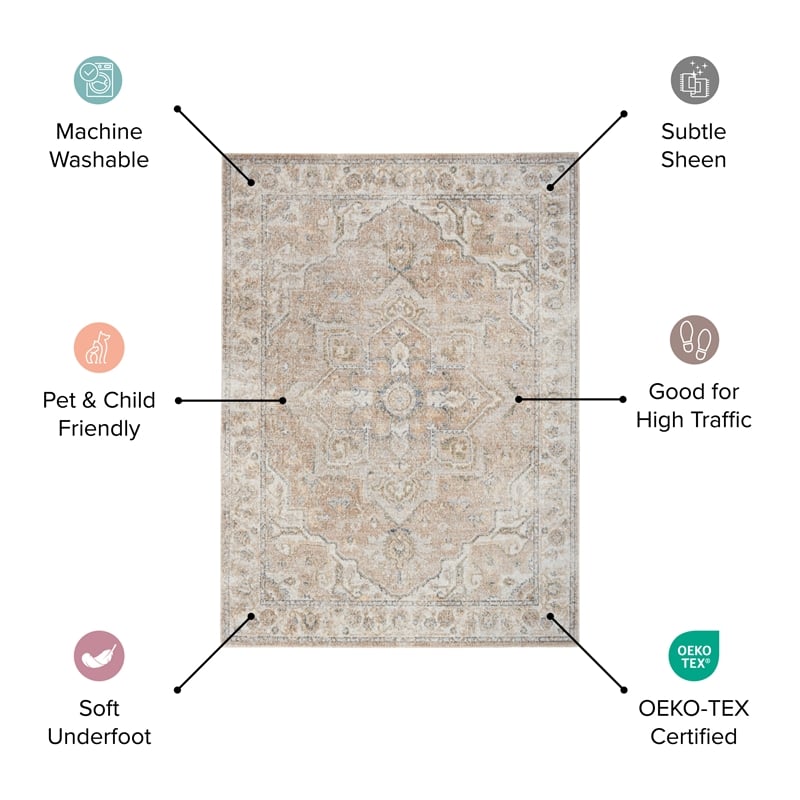 Nourison Astra Machine Washable 10' x 14' Silver Blue Fabric Area Rug