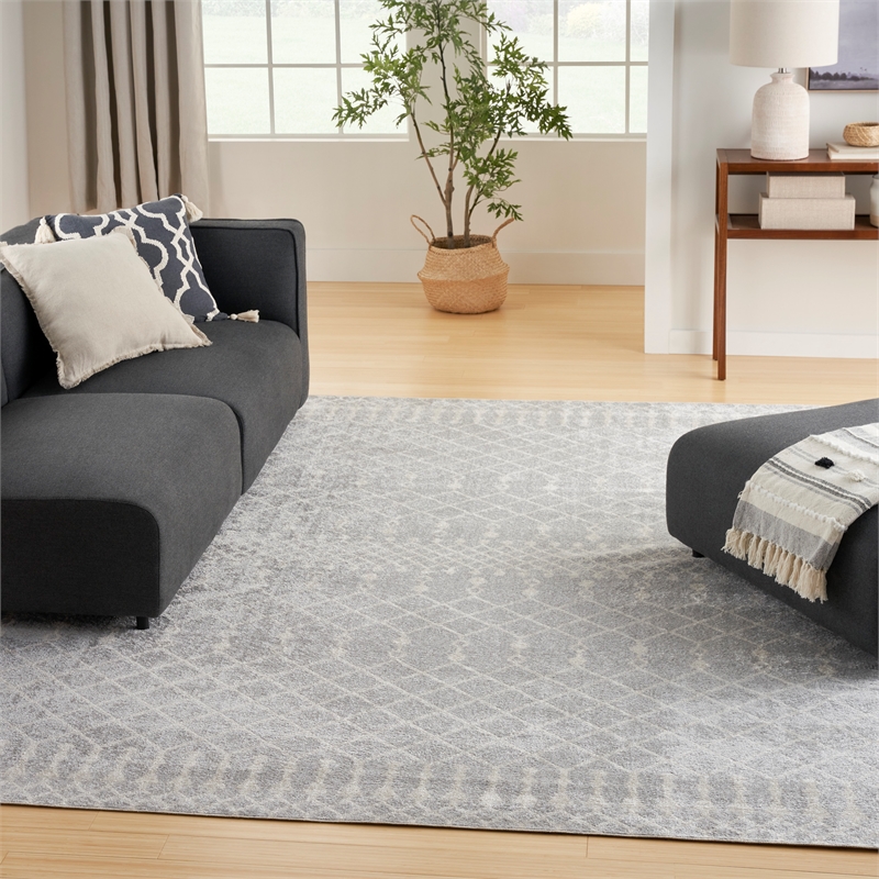 Nourison Astra Machine Washable 10' x 14' Gray Fabric Area Rug