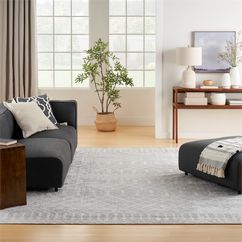 Nourison Astra Machine Washable 10' x 14' Gray Fabric Area Rug